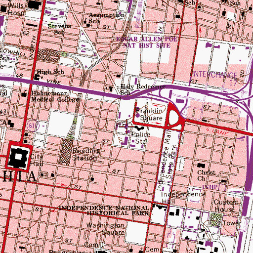 Topographic Map of Pennsylvania College Podiatric Medicine, PA