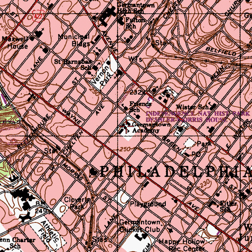 Topographic Map of Pennsylvania School for the Deaf, PA