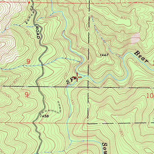Topographic Map of South Fork Bear Creek, CA