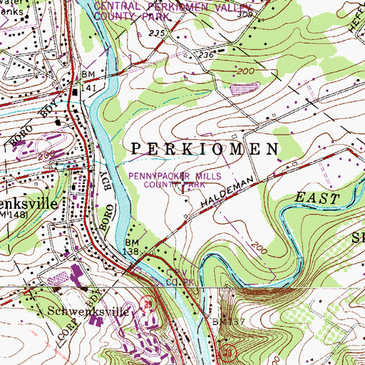 Topographic Map of Pennypacker Mills County Park, PA