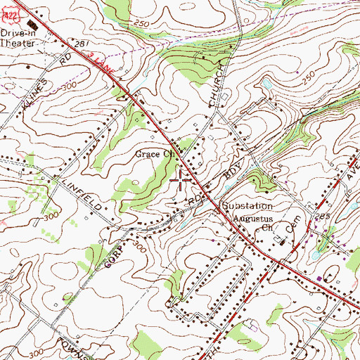 Topographic Map of Pennypacker Road, PA