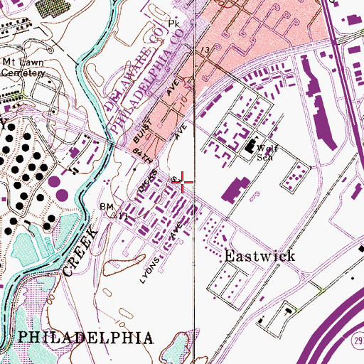 Topographic Map of Pepper Middle School, PA