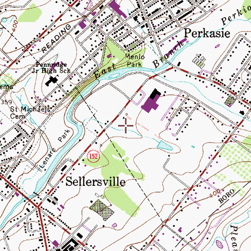 Topographic Map of Perkasie Square Shopping Center, PA