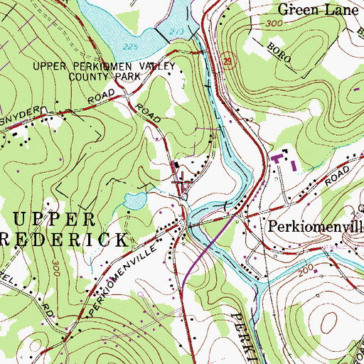 Topographic Map of Perkiomenville Mennonite Church, PA