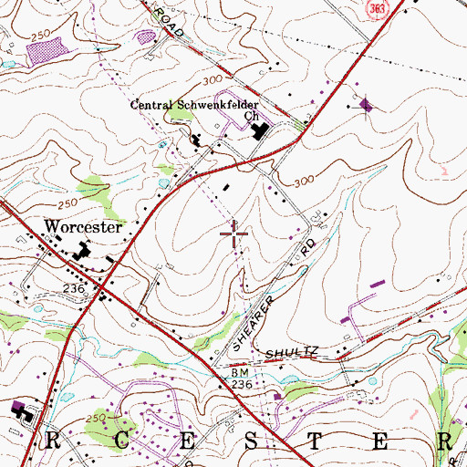 Topographic Map of Peter Wentz Farmstead (historical), PA