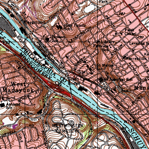 Topographic Map of Philadelphia Fire Department Engine 12 Ladder 30, PA