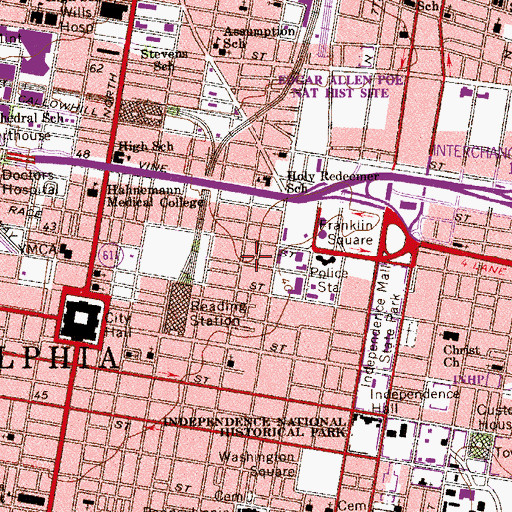 Topographic Map of Philadelphia Fire Department Engine 20 Ladder 23, PA