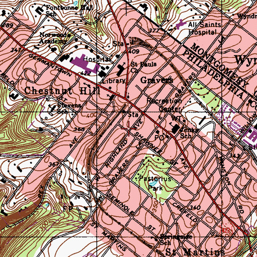 Topographic Map of Philadelphia Fire Department Engine 37, PA