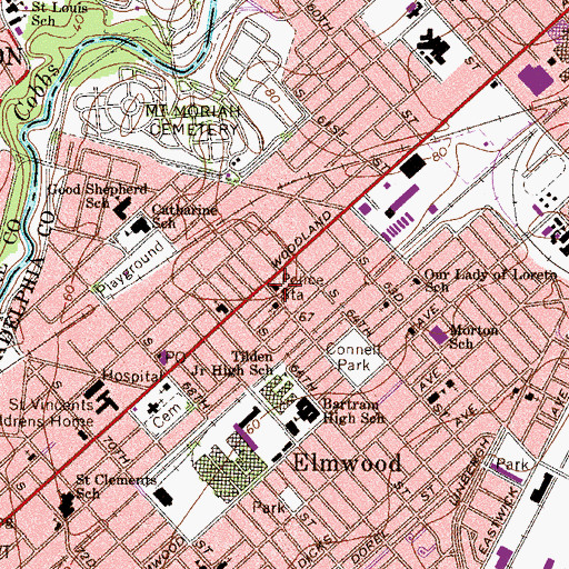 Topographic Map of Philadelphia Fire Department Engine 40 Ladder 4 Medic 19, PA