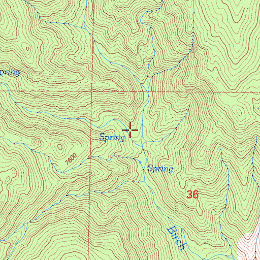 Topographic Map of South Fork Birch Creek, CA