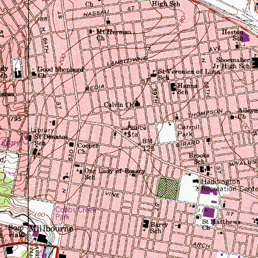 Topographic Map of Philadelphia Fire Department Engine 41 Ladder 24 Medic 23, PA