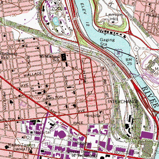 Topographic Map of Philadelphia Fire Department Engine 44, PA