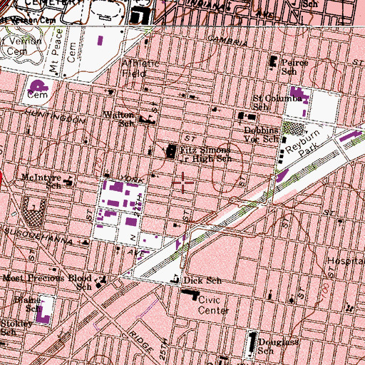 Topographic Map of Philadelphia Fire Department Engine 45 Ladder 14, PA