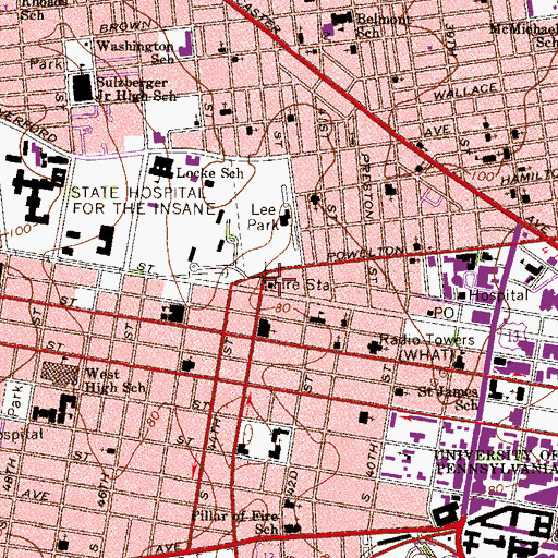 Topographic Map of Philadelphia Fire Department Engine 5 Ladder 6, PA