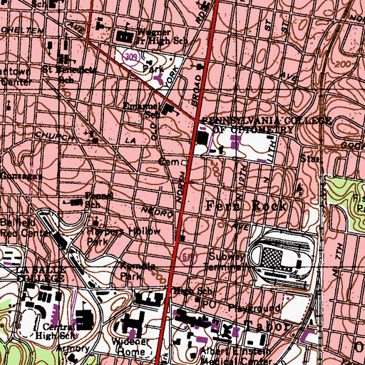 Topographic Map of Philadelphia Fire Department Engine 51 Ladder 29 Medic 18, PA