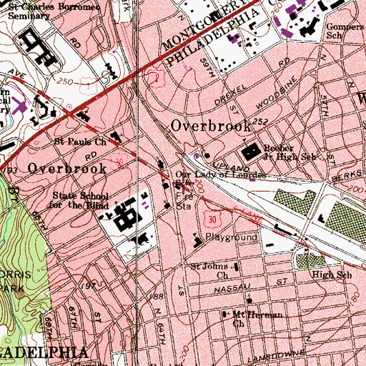 Topographic Map of Philadelphia Fire Department Engine 54, PA