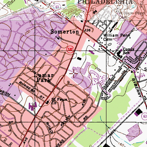 Topographic Map of Philadelphia Fire Department Engine 58, PA