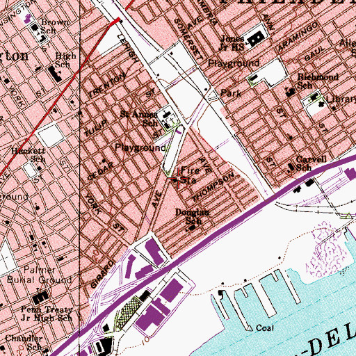 Topographic Map of Philadelphia Fire Department Engine 6 Ladder 16, PA