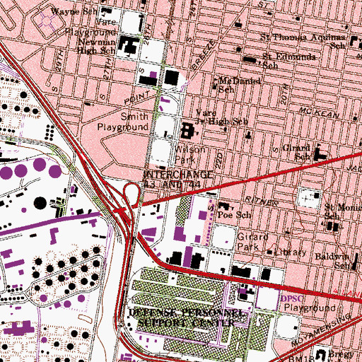 Topographic Map of Philadelphia Fire Department Engine 60 Ladder 19, PA