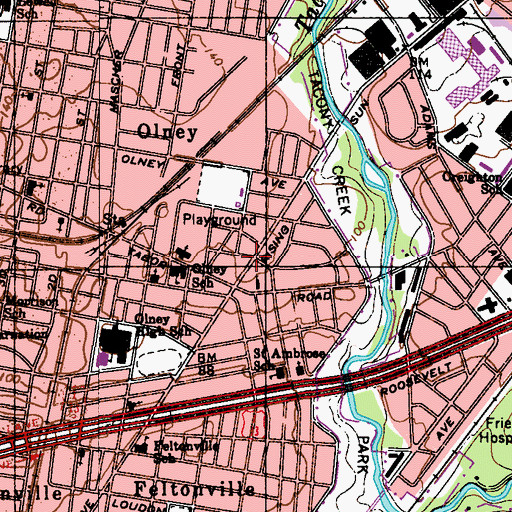 Topographic Map of Philadelphia Fire Department Engine 61, PA