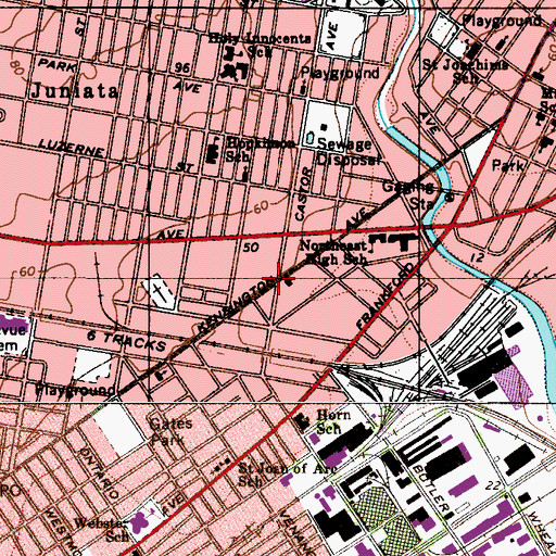 Topographic Map of Philadelphia Fire Department Engine 7 Ladder 10, PA