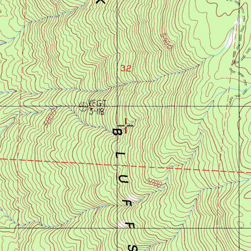 Topographic Map of South Fork Bluffs, CA