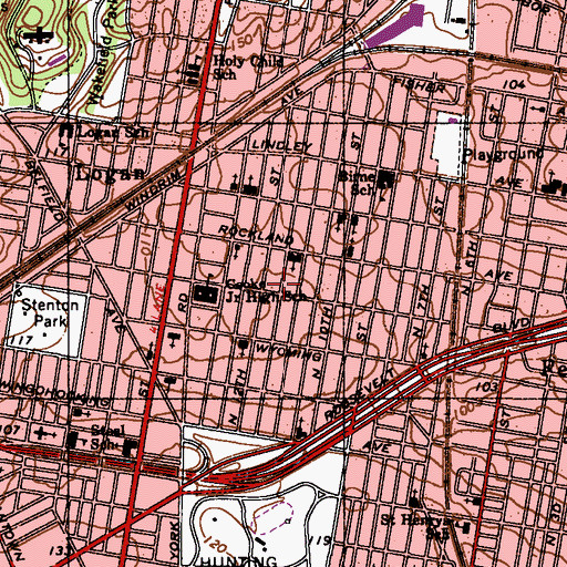 Topographic Map of Philadelphia Fire Department Engine 72, PA