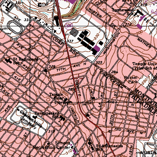 Topographic Map of Philadelphia Fire Department Engine 73, PA