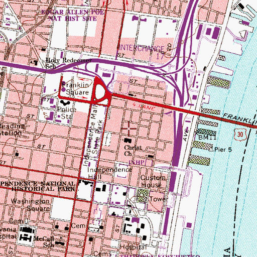 Topographic Map of Philadelphia Fire Department Engine 8 Ladder 2, PA