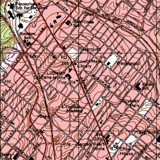 Topographic Map of Philadelphia Fire Department Engine 9 Ladder 21, PA