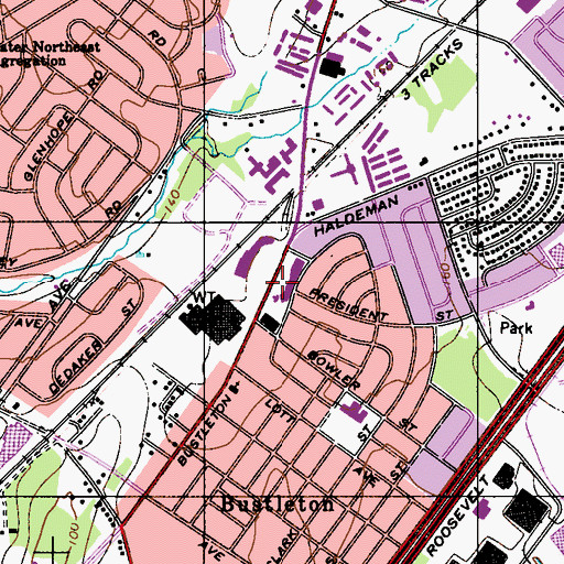 Topographic Map of Philadelphia District 7 Police Station, PA
