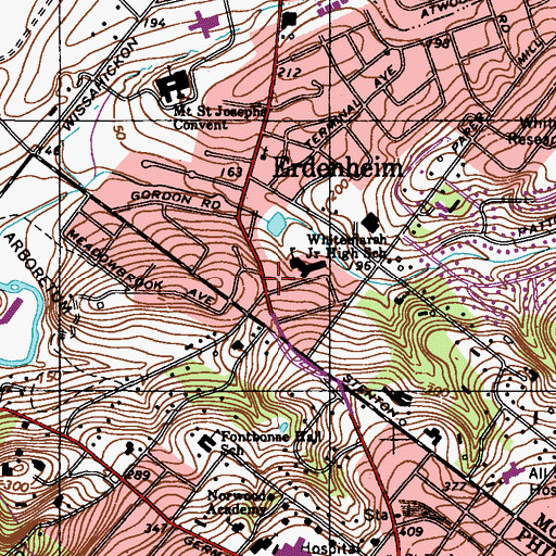Topographic Map of Philadelphia Montgomery Christian Academy, PA