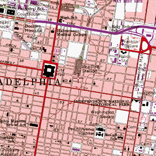 Topographic Map of Philadelphia Regional High School, PA