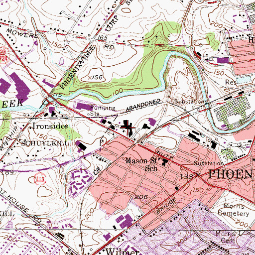 Topographic Map of Phoenixville Plaza Shopping Center, PA
