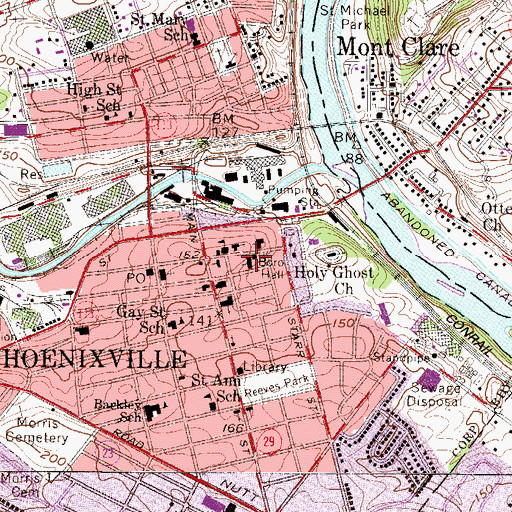 Topographic Map of Phoenixville Police Station, PA