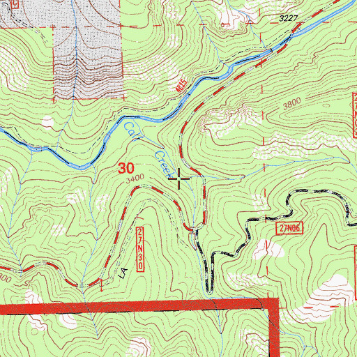 Topographic Map of South Fork Calf Creek, CA