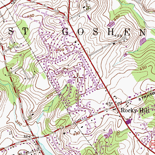 Topographic Map of Pin Oak Farms, PA