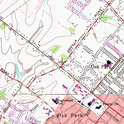 Topographic Map of Plains Mennonite Church, PA