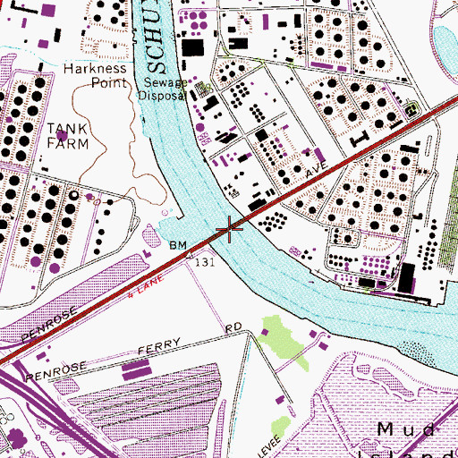 Topographic Map of Platt Memorial Bridge, PA