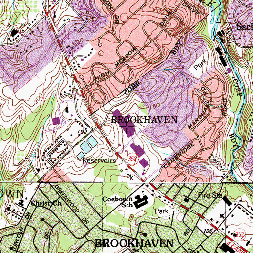 Topographic Map of Plaza 352 Mall Shopping Center, PA