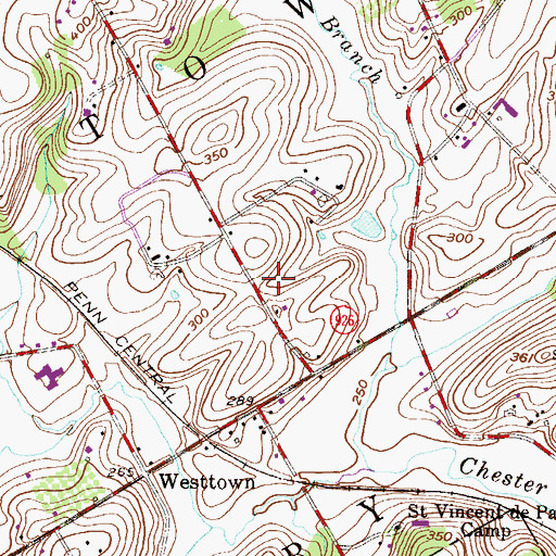 Topographic Map of Plumly Farms, PA