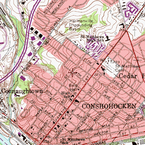 Topographic Map of Plymouth Gardens, PA