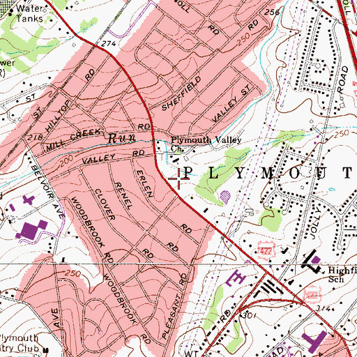 Topographic Map of Plymouth Greene Office Campus, PA