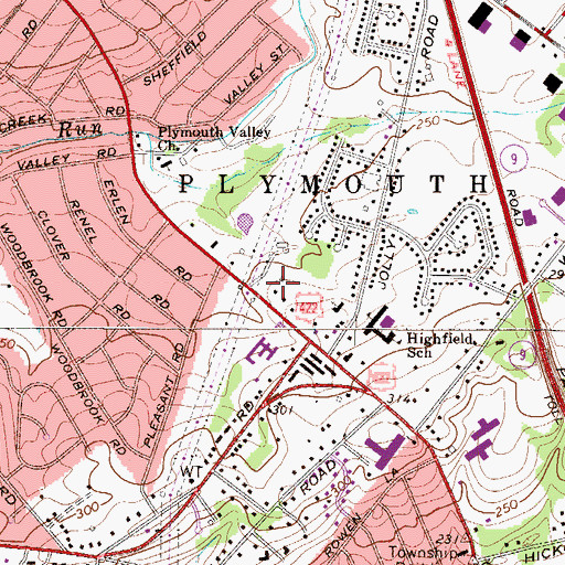 Topographic Map of Plymouth Meadows, PA
