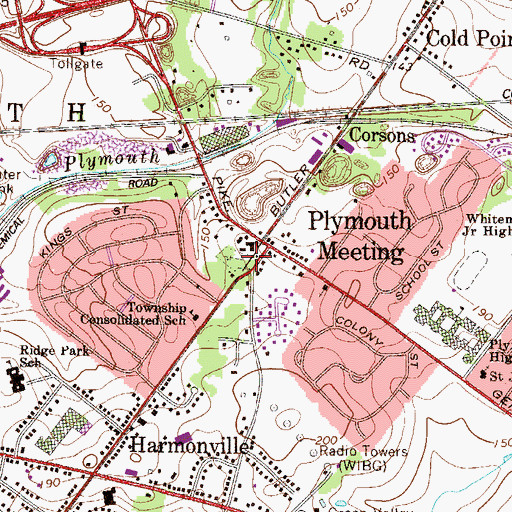 Topographic Map of Plymouth Meeting Church, PA