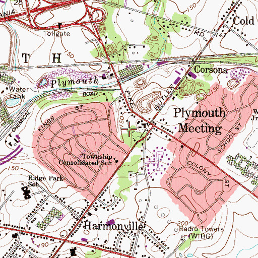 Topographic Map of Plymouth Meeting Park, PA