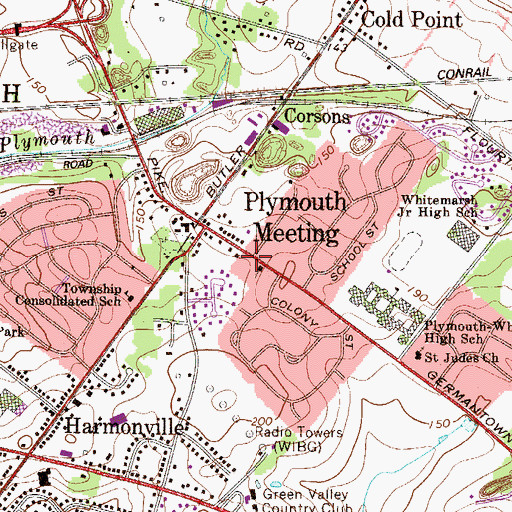 Topographic Map of Plymouth Meeting Post Office, PA