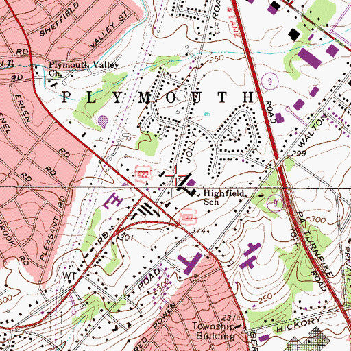 Topographic Map of Plymouth Township Community Center, PA