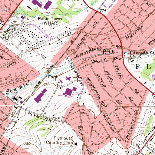 Topographic Map of Plymouth Township Hall, PA