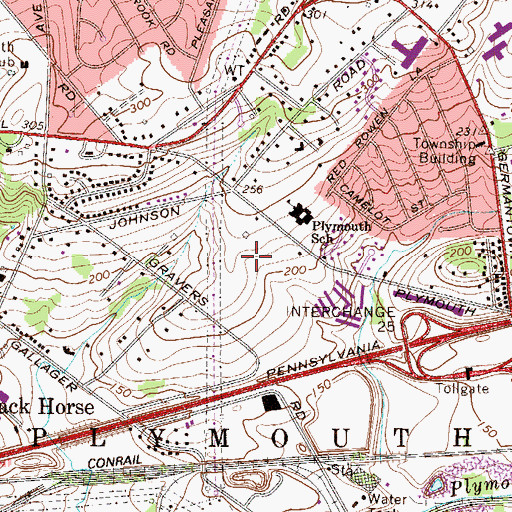 Topographic Map of Plymouth Woods Office Park, PA